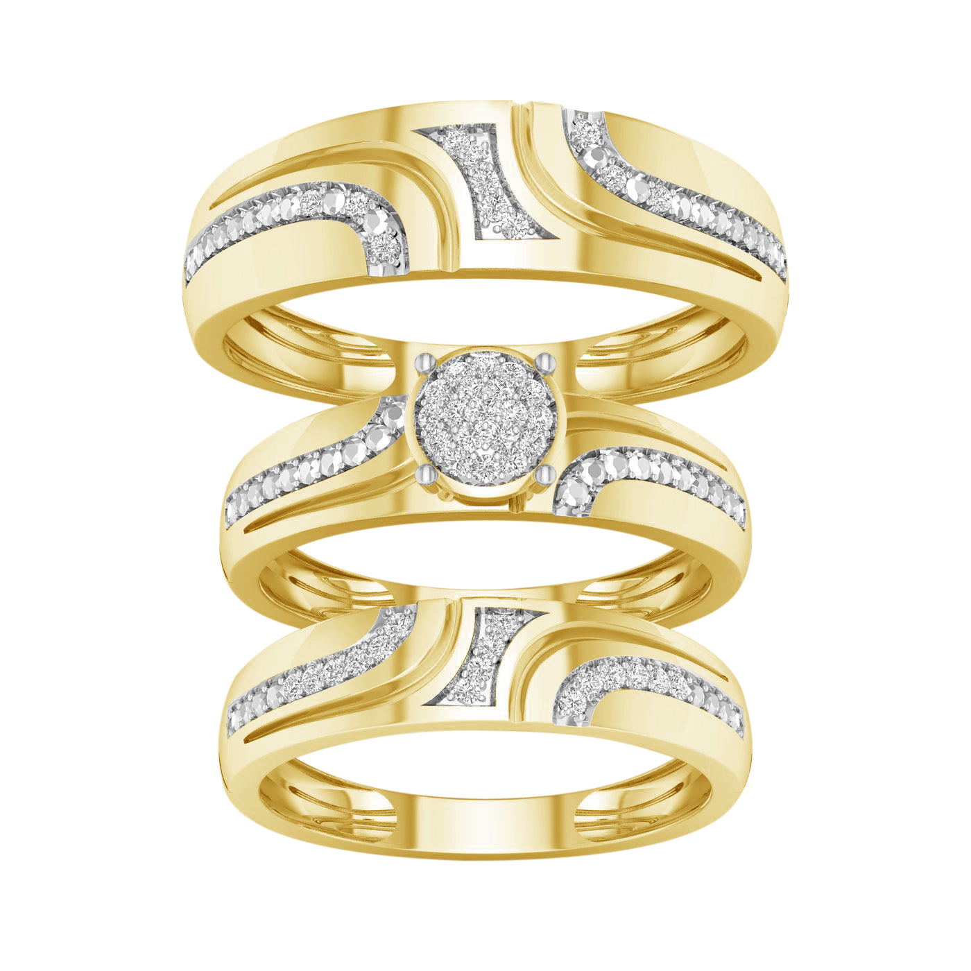 10K 0.15CT Diamond Trio Set