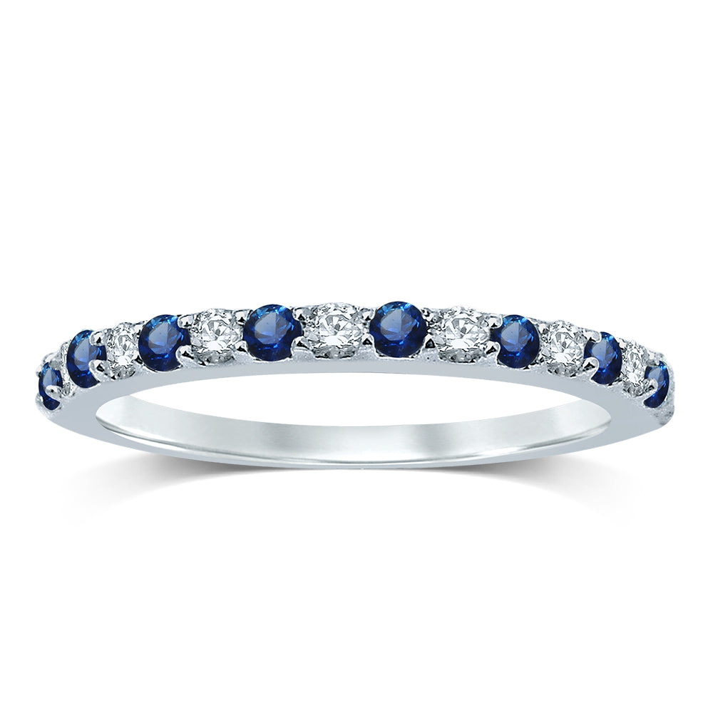 14K Diamond Sapphire Band