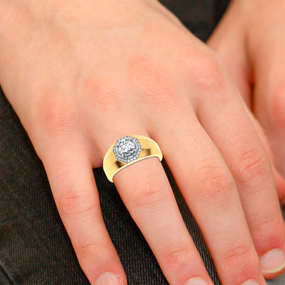 14K 1.12CT Certified Lab Grown Mens Ring