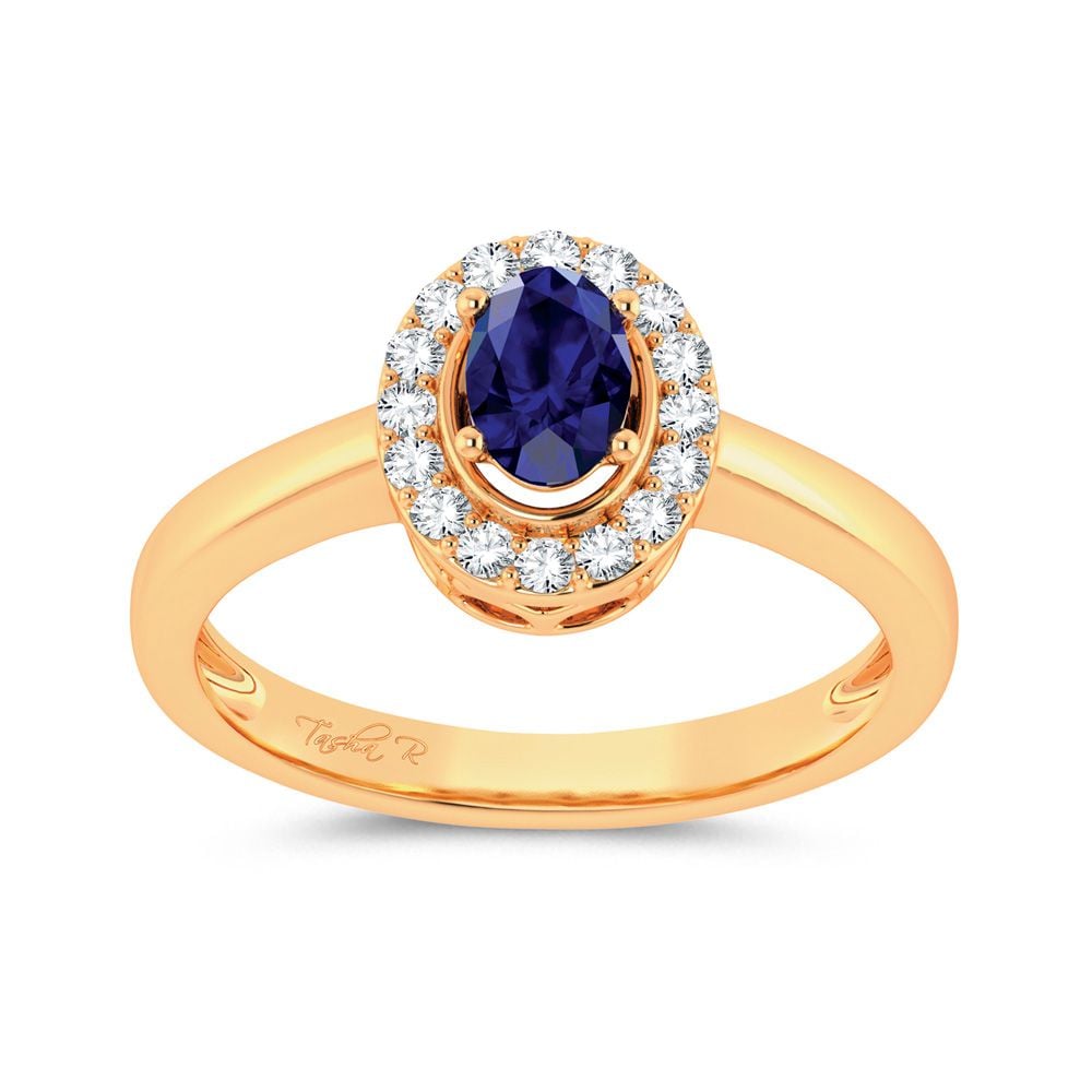 14K 0.15CT Diamond Sapphire Ring