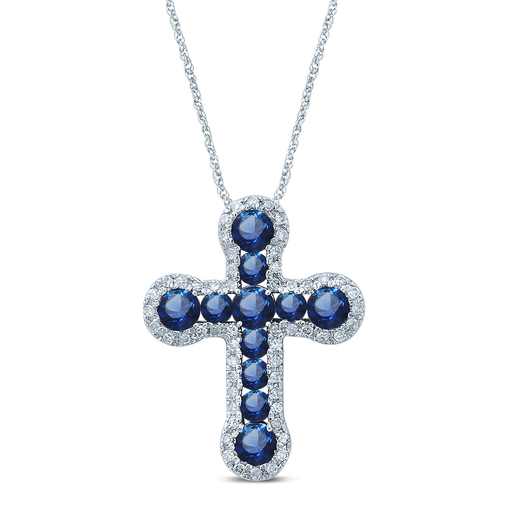 14K 0.14CT Diamond Saphire Pendant