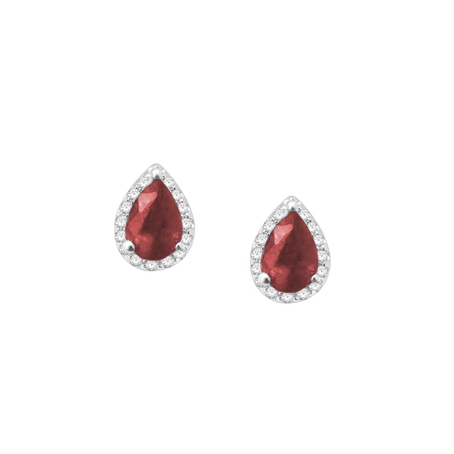 14K 0.18CT Diamond Ruby Earring