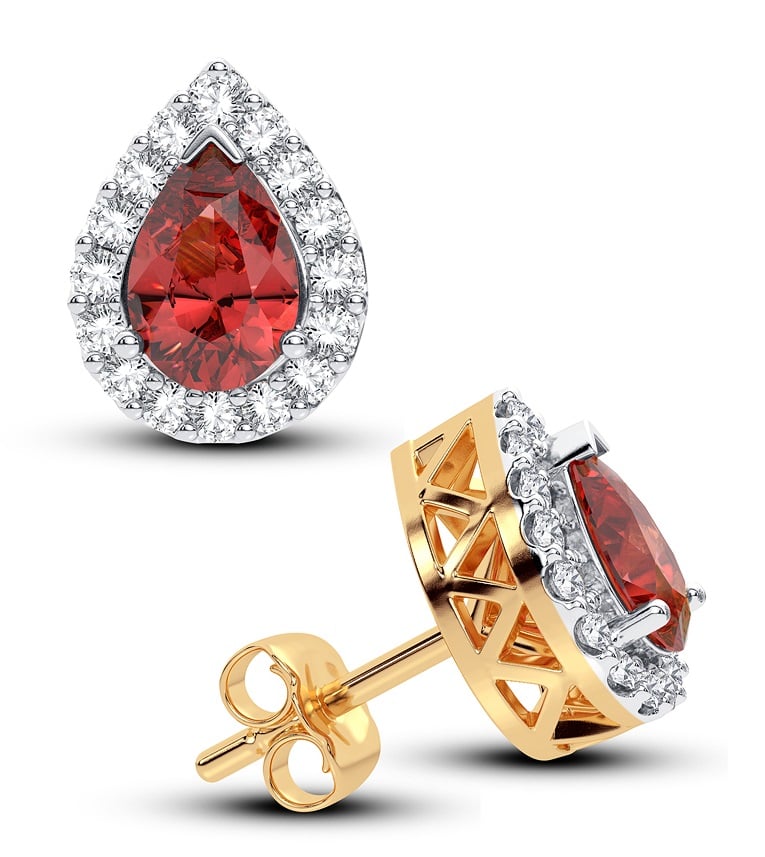 14K 0.18CT Diamond Ruby Earring