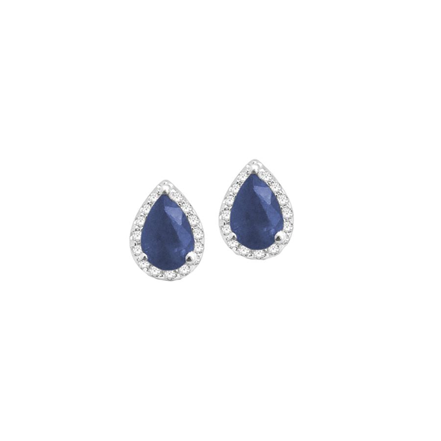 14K 0.18CT Diamond Sapphire Earring