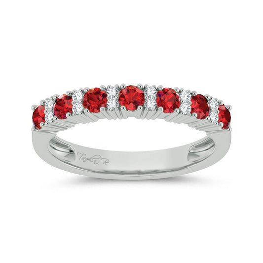 14K 0.10CT Diamond Ruby Band