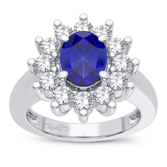 14K 0.78CT Diamond Sapphire Ring