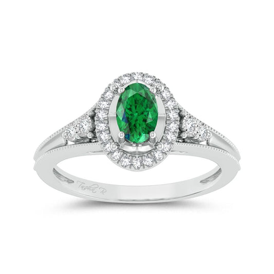 14K 0.10CT Diamond Emerald Ring