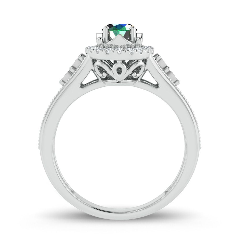14K 0.10CT Diamond Emerald Ring