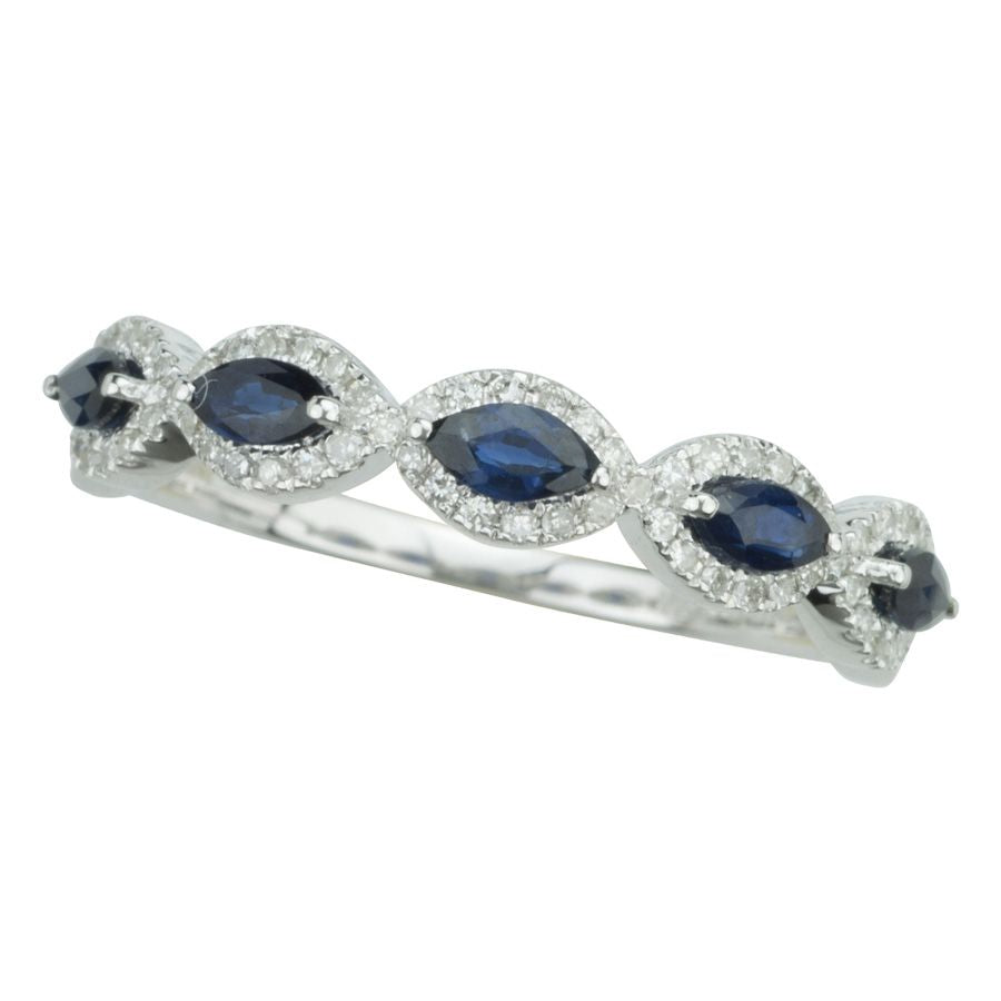 14K 0.17CT Diamond Saphire Ring