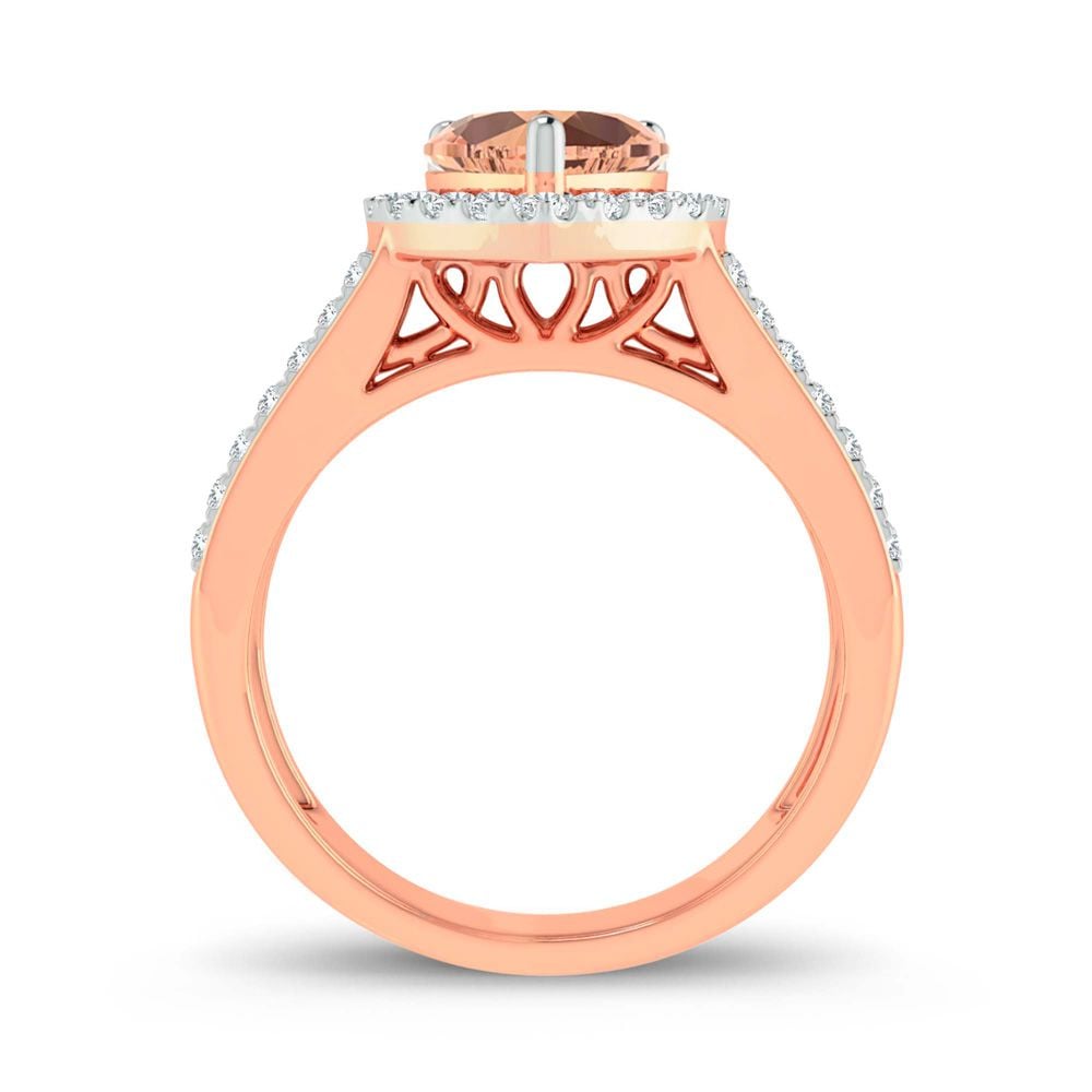 14K 0.33CT Diamond Morganite Ring