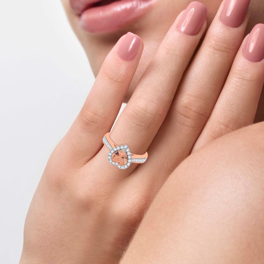 14K 0.33CT Diamond Morganite Ring