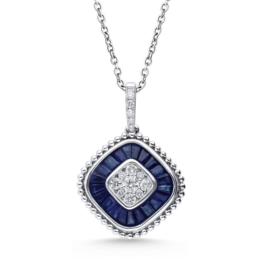 14K 0.25CT Diamond Sapphire Pendant
