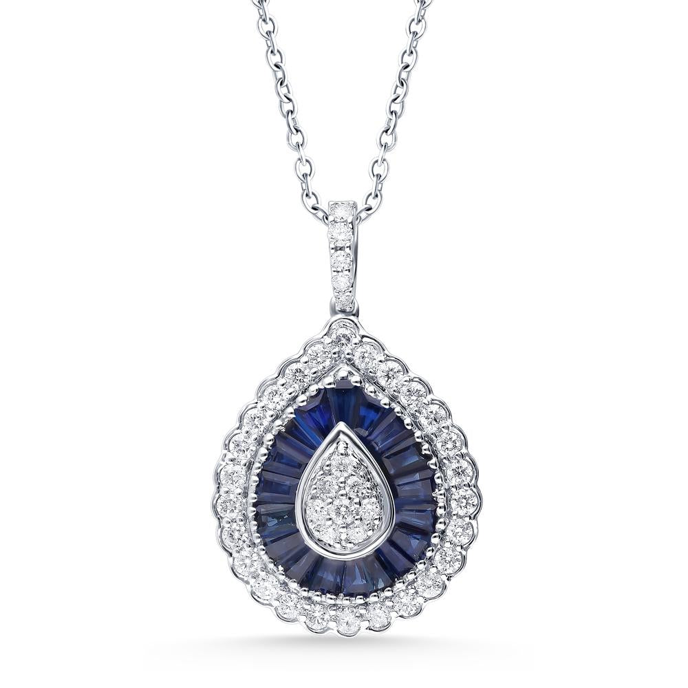 14K 0.59CT Diamond Sapphire Pendant