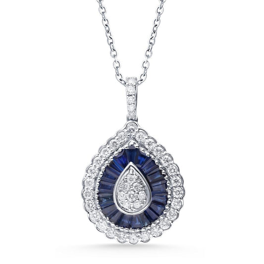 14K 0.59CT Diamond Sapphire Pendant
