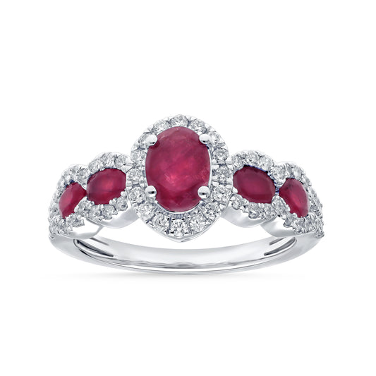 14K 0.45CT Diamond Ruby Ring