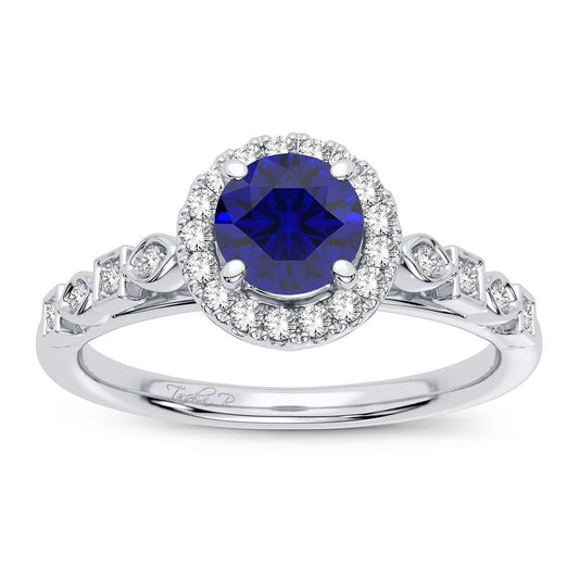 14K 0.10CT Diamond Sapphire Ring