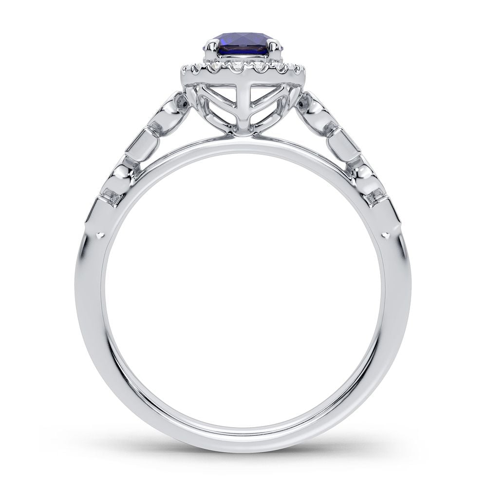 14K 0.10CT Diamond Sapphire Ring