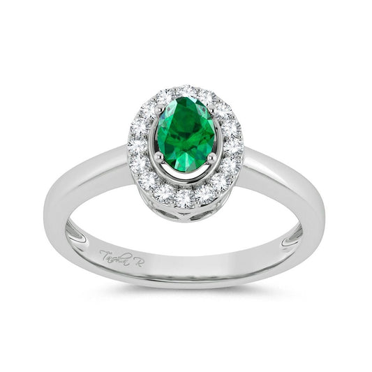 10K 0.15CT Diamond Emerald Ring