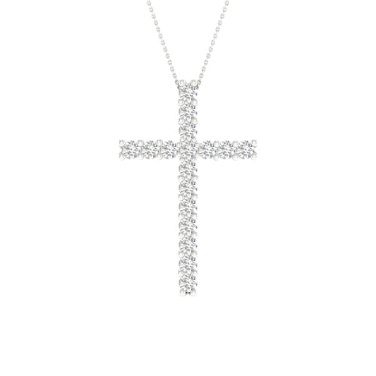 14K 0.50CT Certified Lab Grown Diamond Cross Pendant ( Igi Certified )