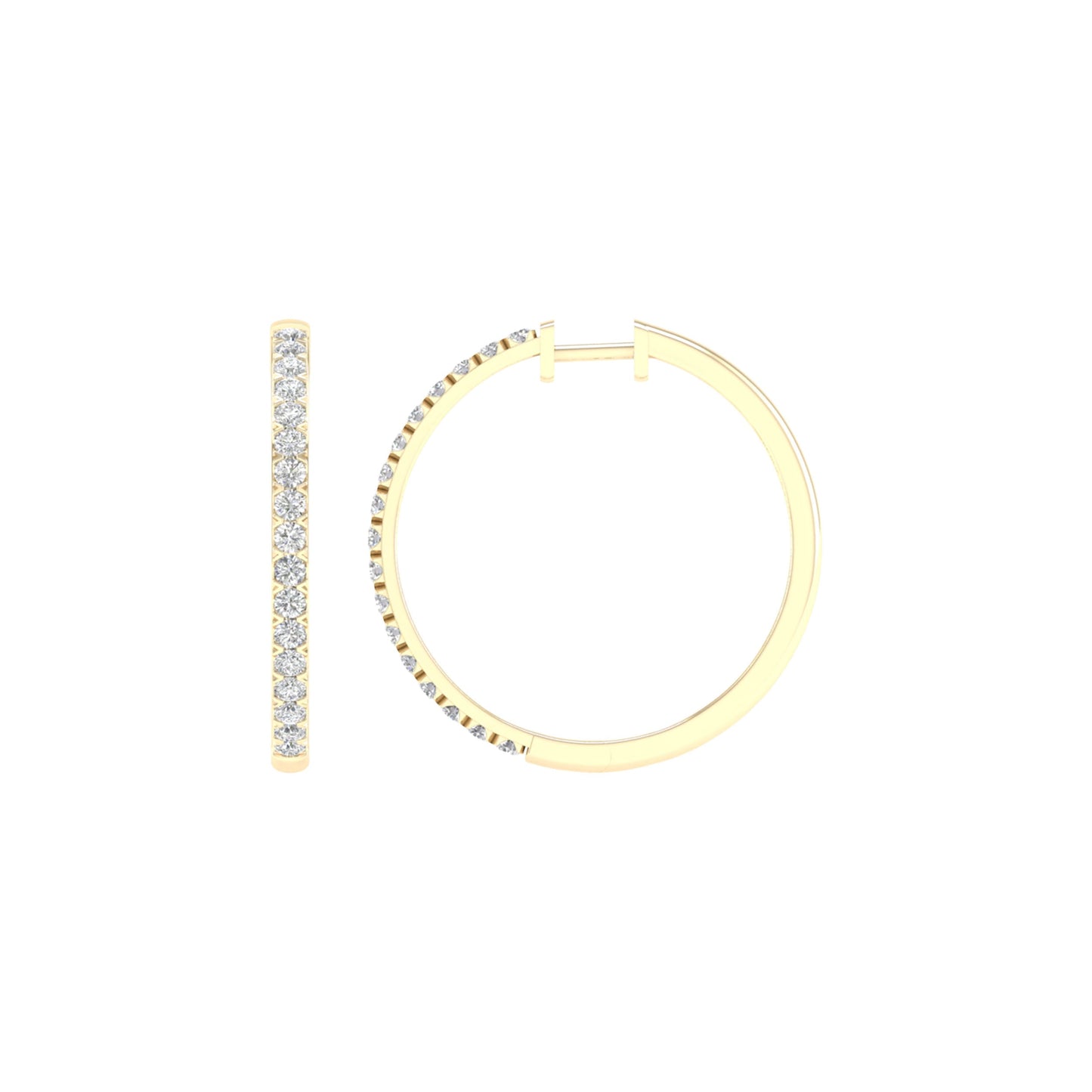 14K 2.00CT Certified Lab Grown Diamond Hoop Earrings ( Igi Certified )
