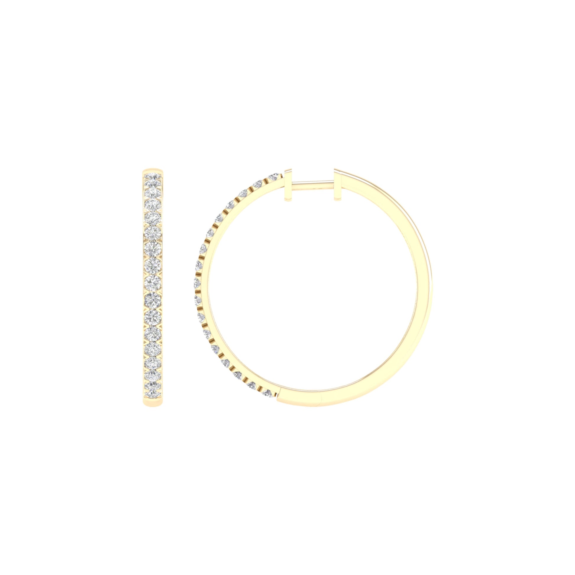 14K 2.00CT Certified Lab Grown Diamond Hoop Earrings ( Igi Certified )