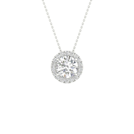 14K 1.15CT Certified Lab Grown Diamond Pendant ( Igi Certified )