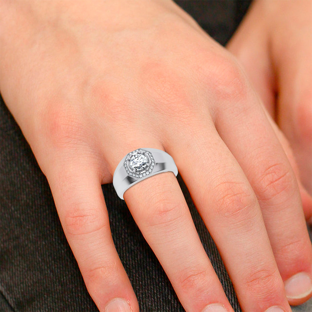 14K 1.12CT Certified Lab Grown Mens Ring