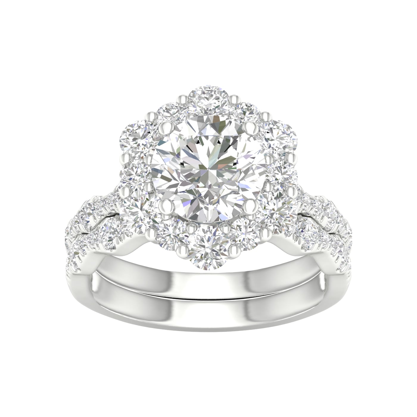 14K 3.75CT Lab Diamond Bridal Set