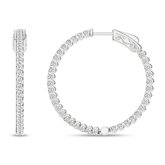14K 1.00CT Diamond Hoop Earrings
