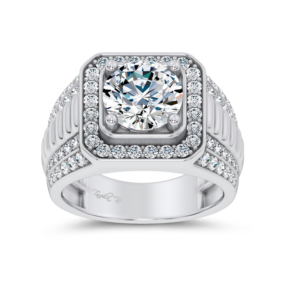 14K 4.12CT Lab Diamond Mens Ring