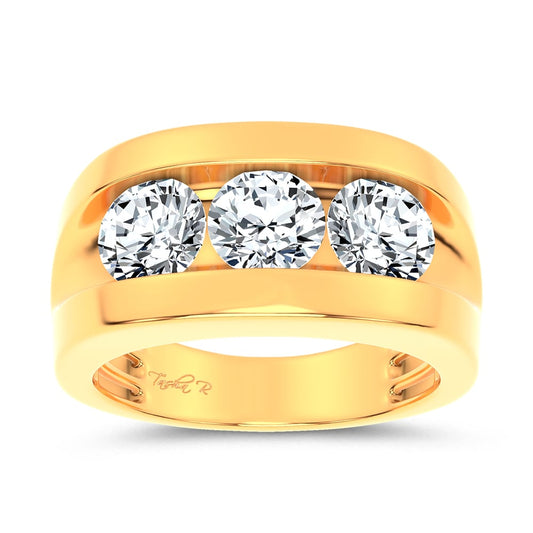 14K 3.20CT Certified Lab Grown Mens Ring