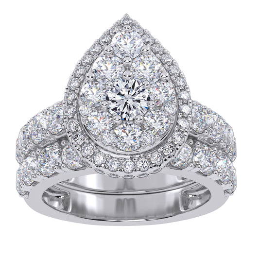 10K 3.00CT Certified Lab Grown Diamond Bridal Set