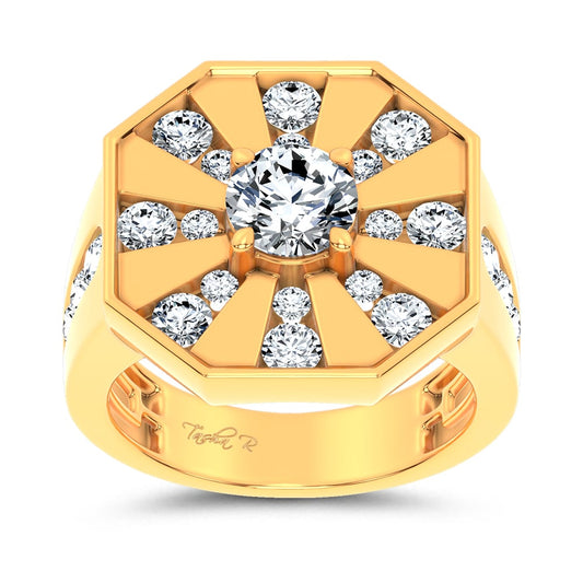 14K 3.00CT Certified Lab Grown Mens Ring