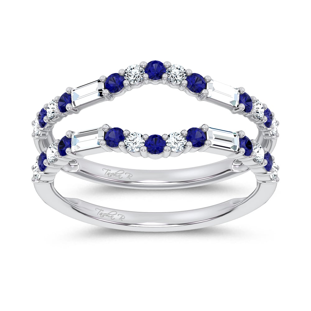 14K 0.37CT Natural Sapphire Ring Guard With 0.25CT Lab Grown Diamonds