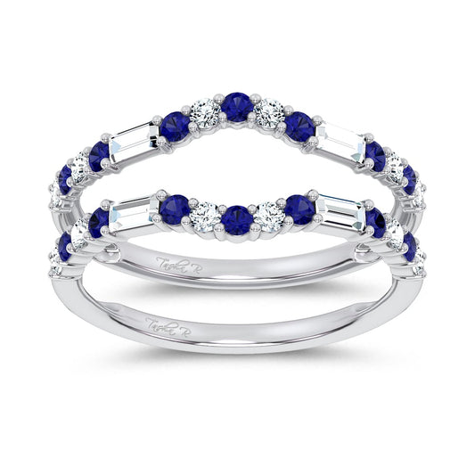 14K 0.37CT Natural Sapphire Ring Guard With 0.25CT Lab Grown Diamonds