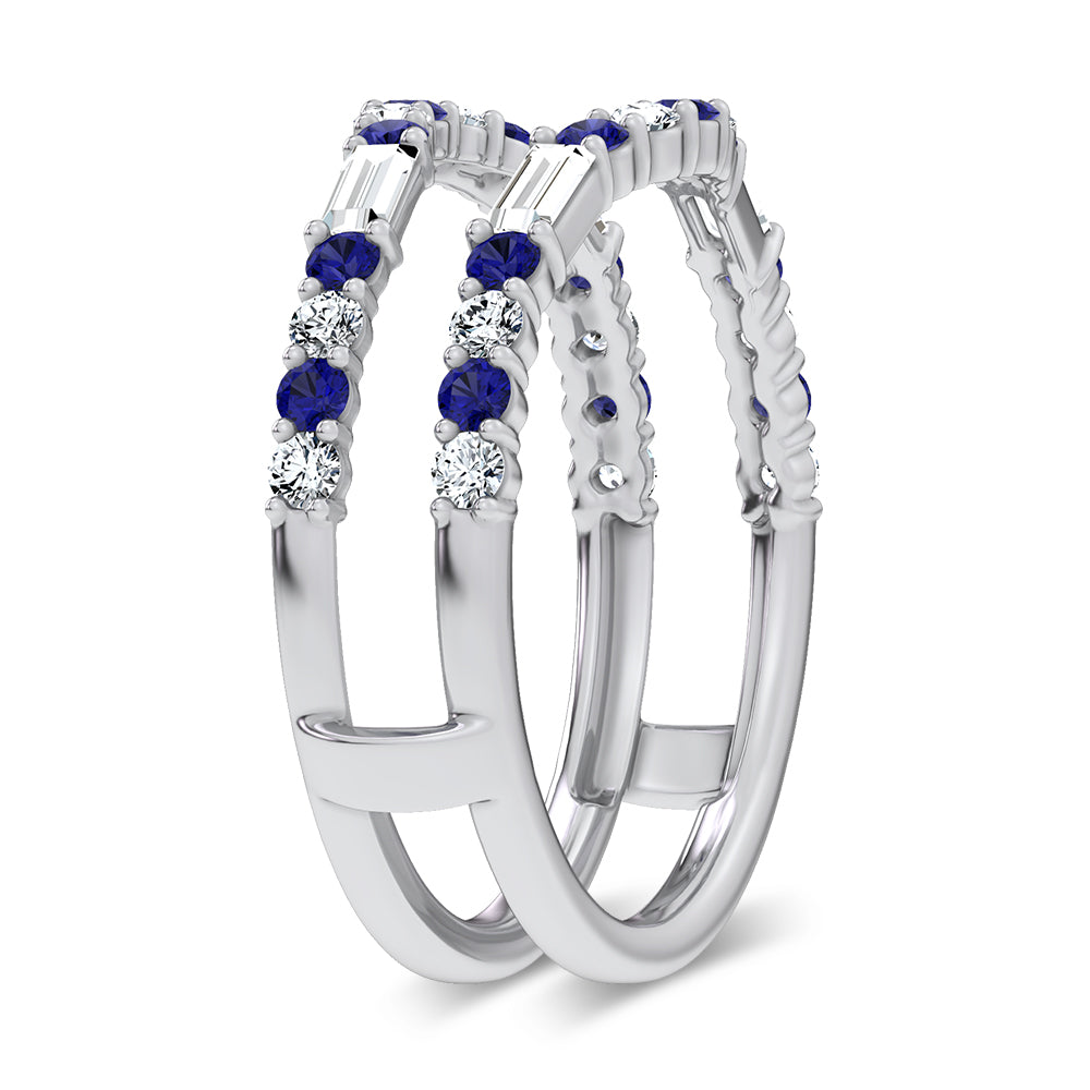 14K 0.37CT Natural Sapphire Ring Guard With 0.25CT Lab Grown Diamonds