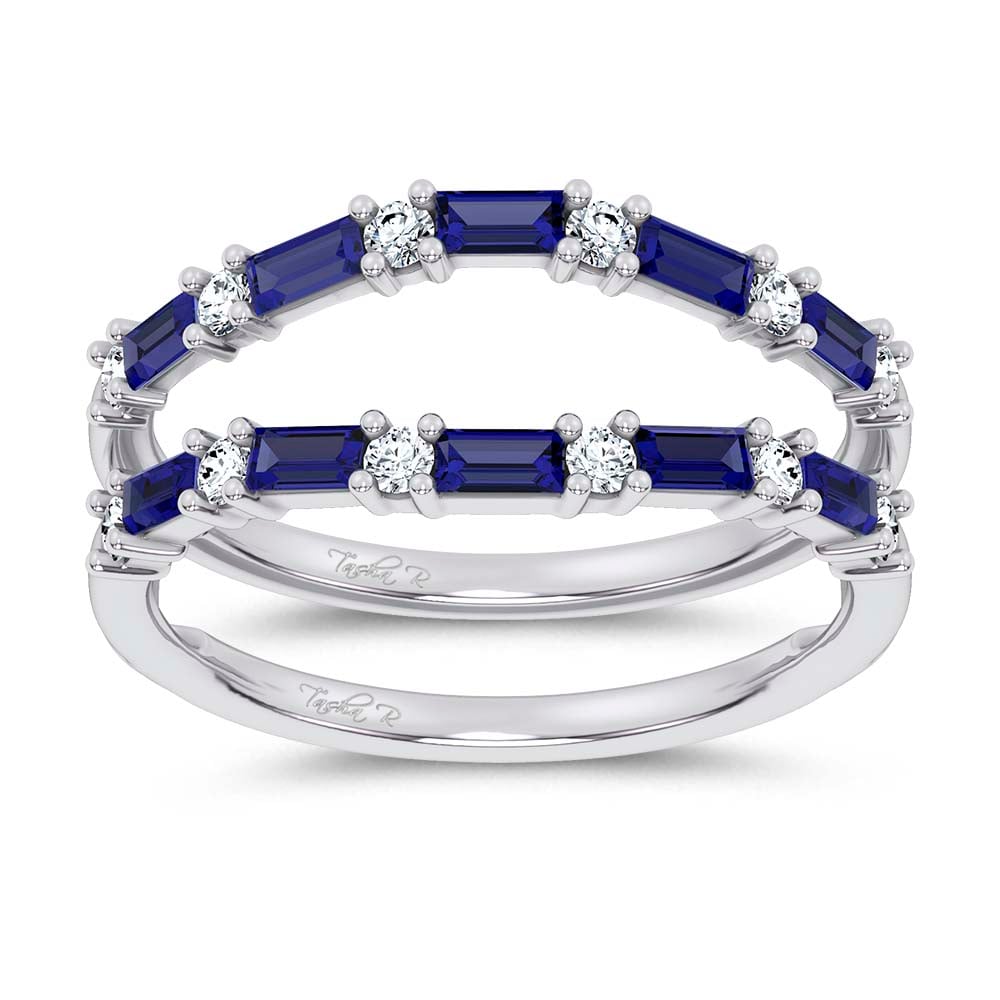 14K 0.58CT Natural Sapphire Ring Guard With 0.25CT Lab Grown Diamonds