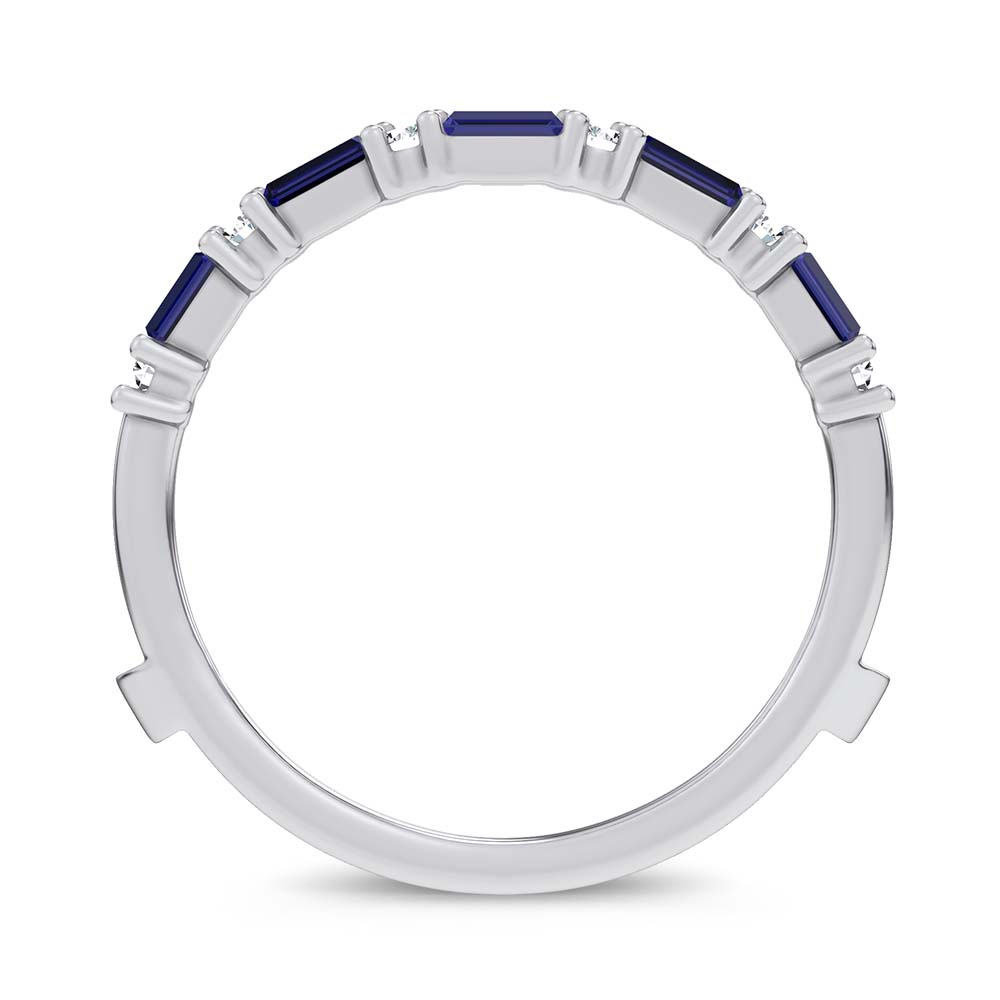 14K 0.58CT Natural Sapphire Ring Guard With 0.25CT Lab Grown Diamonds