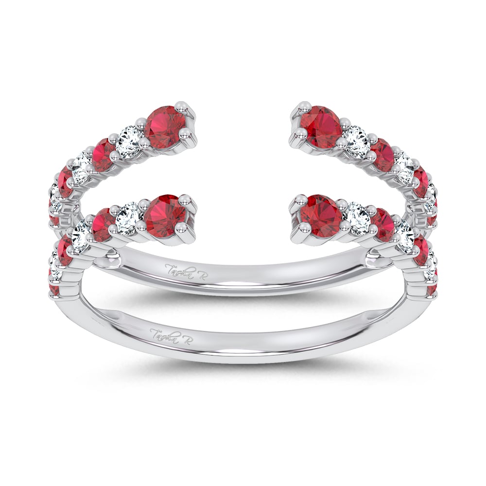 14K 0.54CT Natural Ruby Guard With 0.25CT Lab Grown Diamonds