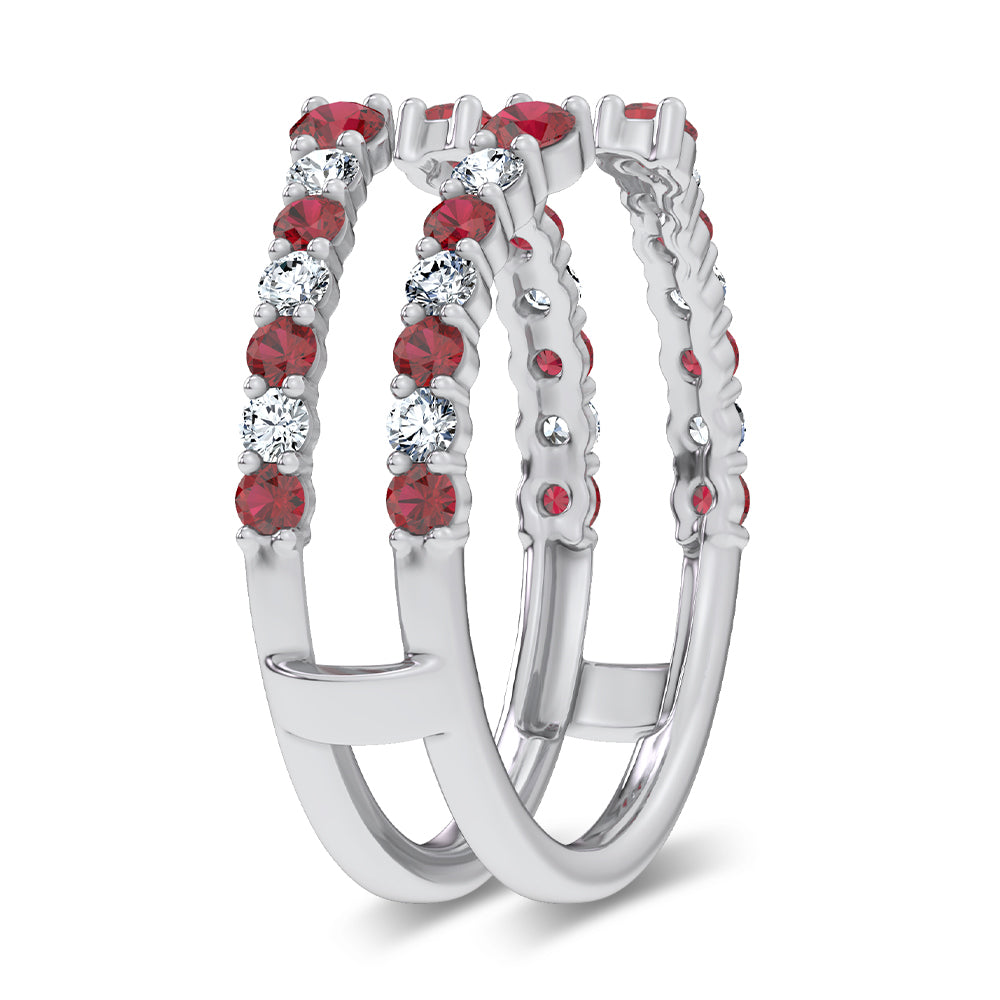 14K 0.54CT Natural Ruby Guard With 0.25CT Lab Grown Diamonds