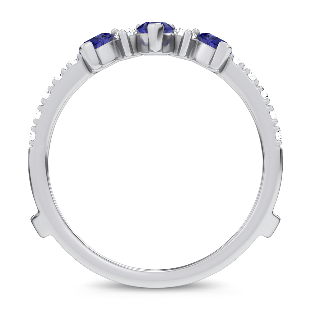 14K 1.14CT Natural Sapphire Ring Guard With 0.55CT Lab Grown Diamonds