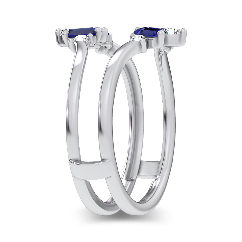 14K 0.44CT Natural Sapphire Ring Guard With 0.20CT Lab Grown Diamonds