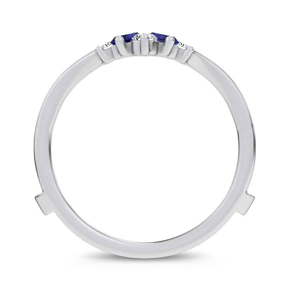 14K 0.44CT Natural Sapphire Ring Guard With 0.20CT Lab Grown Diamonds