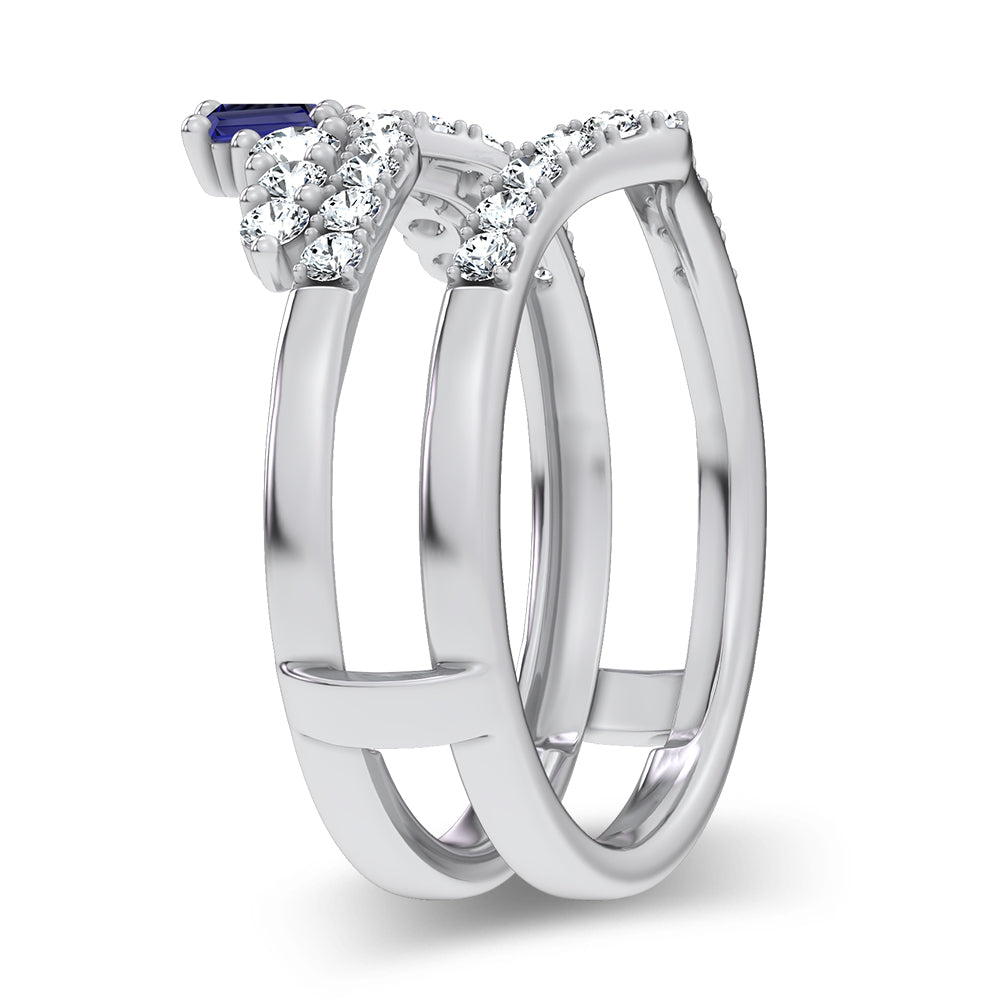 14K 0.12CT Natural Sapphire Ring Guard With 0.59CT Lab Grown Diamonds