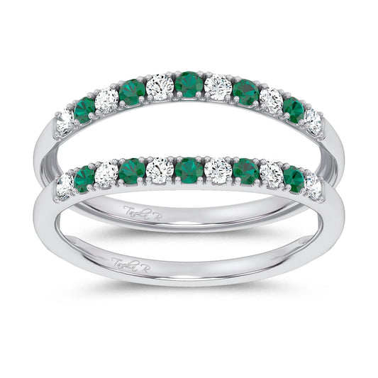 14K 0.58CT Natural Emerald Ring Guard With 0.25CT Lab Grown Diamonds