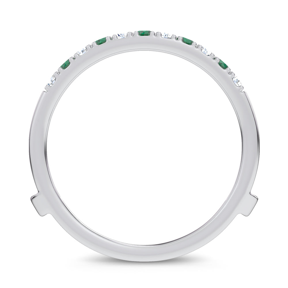 14K 0.58CT Natural Emerald Ring Guard With 0.25CT Lab Grown Diamonds