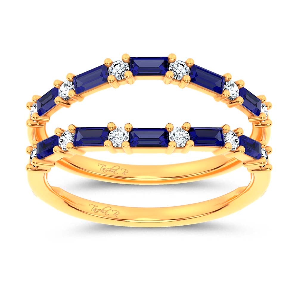 14K 0.58CT Natural Sapphire Ring Guard With 0.25CT Lab Grown Diamonds