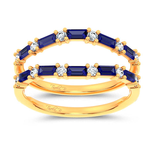 14K 0.58CT Natural Sapphire Ring Guard With 0.25CT Lab Grown Diamonds