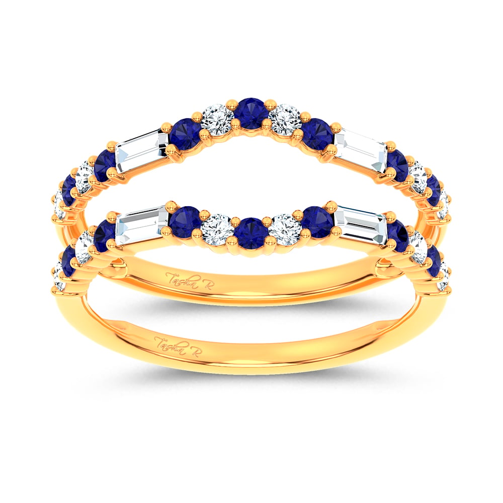 14K 0.37CT Natural Sapphire Ring Guard With 0.25CT Lab Grown Diamonds