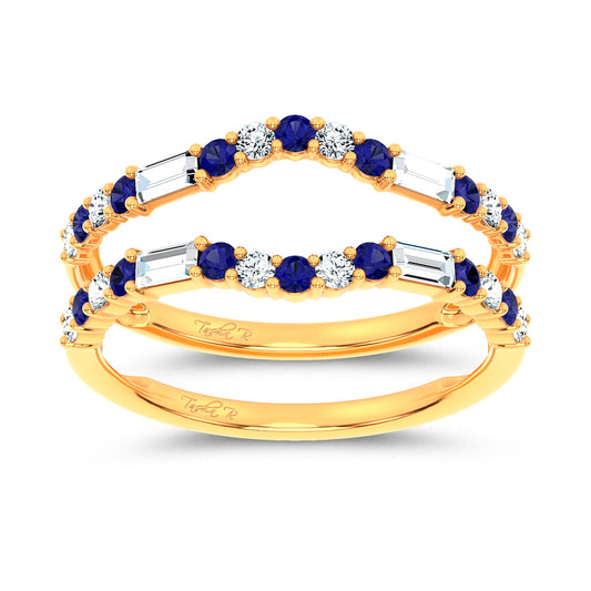 14K 0.37CT Natural Sapphire Ring Guard With 0.25CT Lab Grown Diamonds
